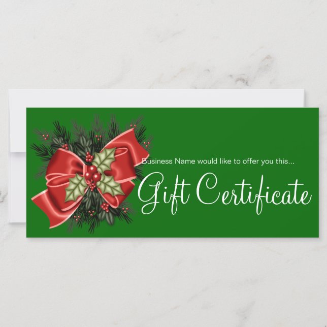 Carte Certificat cadeau d'entreprise Mistletoe & Red Bow (Devant)