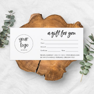 Carte Certificat cadeau d'entreprise moderne avec logo