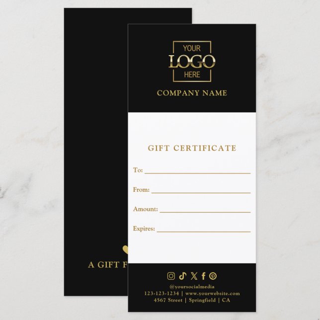 Carte Certificat Cadeau d'Entreprise Moderne et Élégant  (Devant / Derrière)