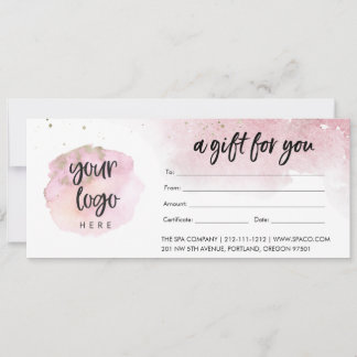 Carte Certificat-cadeau d'entreprise moderne rose avec l