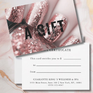 Carte CERTIFICAT CADEAU D'ENTREPRISE   Ongles de Parties