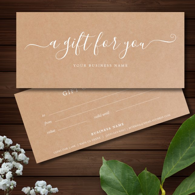 Carte Certificat cadeau d'entreprise Papier Kraft (Kraft Paper Business Gift Certificates)