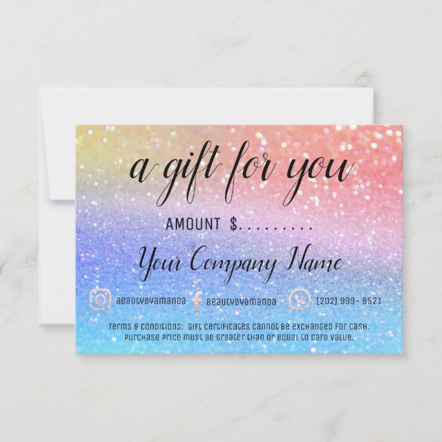 Carte Certificat cadeau d'entreprise Parties scintillant (Devant)