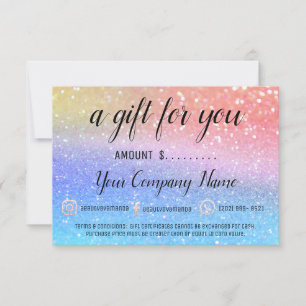 Carte Certificat cadeau d'entreprise Parties scintillant