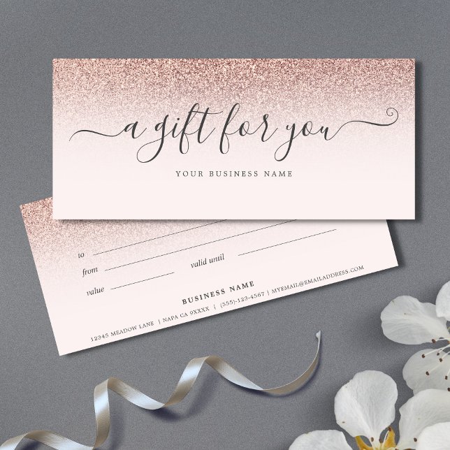 Carte Certificat cadeau d'entreprise Rose Gold Ombre (Rose Gold Ombre Gift Certificate)
