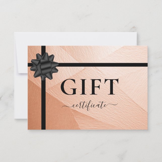 Carte CERTIFICAT CADEAU D'ENTREPRISE | Ruban | Cuivre (Devant)