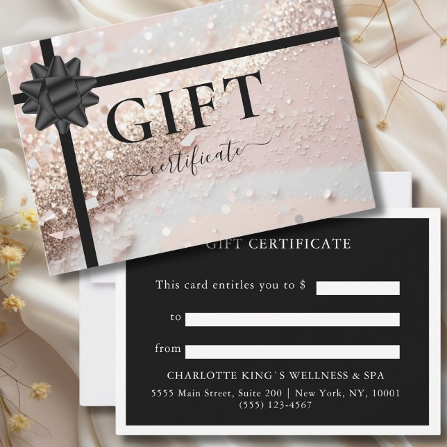 Carte CERTIFICAT CADEAU D'ENTREPRISE | Ruban | PARTIES S (PERSONALIZED BUSINESS GIFT CERTIFICATE | Ribbon | Glitter)