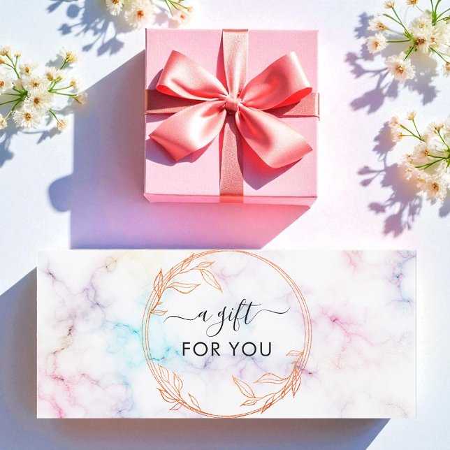 Carte Certificat cadeau d'entreprise simple Marbre blanc (Créateur téléchargé)