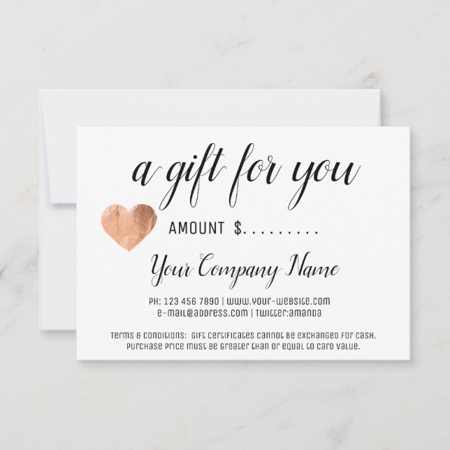 Carte Certificat cadeau d'entreprise Simply Black White  (Devant)
