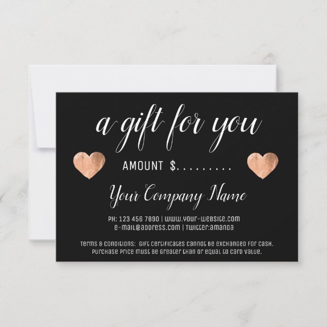 Carte Certificat cadeau d'entreprise Simply Black White  (Devant)