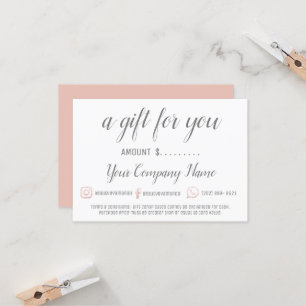 Carte Certificat cadeau d'entreprise Simply Logo Rose Bl