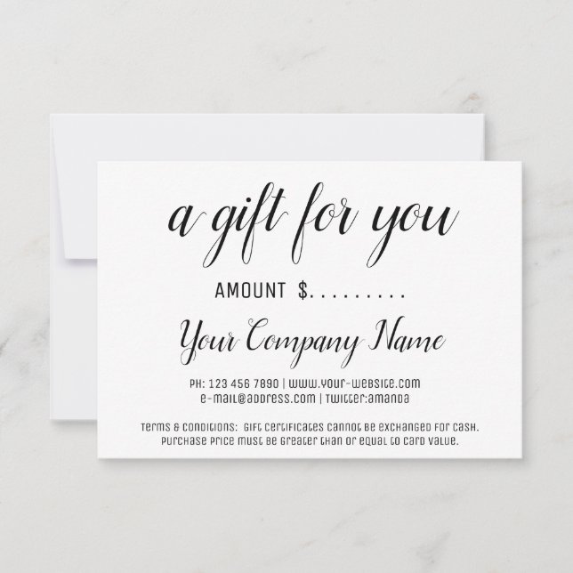 Carte Certificat cadeau d'entreprise Simply Modern Black (Devant)