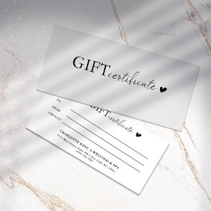 Carte Certificat cadeau d'entreprise spécifique au clien