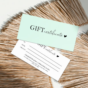 Carte Certificat cadeau d'entreprise spécifique au clien