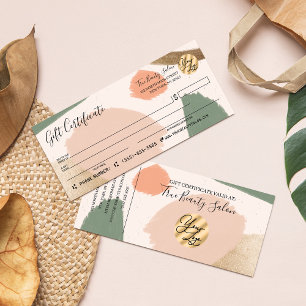 Carte Certificat cadeau d'or Abstrait moderne Tones de l