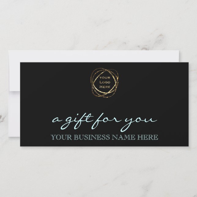 Carte Certificat cadeau du logo d'entreprise Aqua modern (Devant)