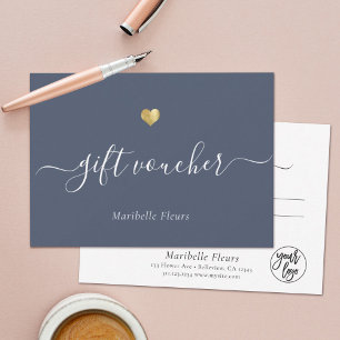 Carte Certificat cadeau du logo or de script moderne