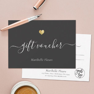 Carte Certificat cadeau du logo or de script moderne