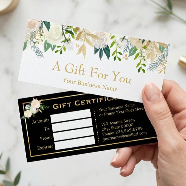 Carte Certificat Cadeau du Salon de Beauté Fleur Or Ivoi (Créateur téléchargé)
