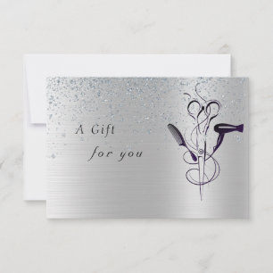 Carte Certificat-cadeau du salon de beauté Silver Glitte