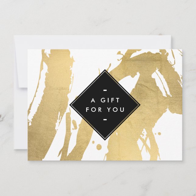 Carte Certificat cadeau Edgy Faux Gold Brushstrokies (Devant)
