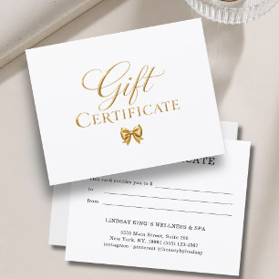 Carte Certificat-cadeau élégant en or blanc