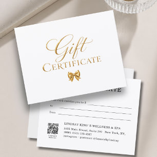 Carte Certificat-cadeau élégant en or blanc
