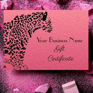 Carte Certificat cadeau Elegant Rose et Noir Jaguar