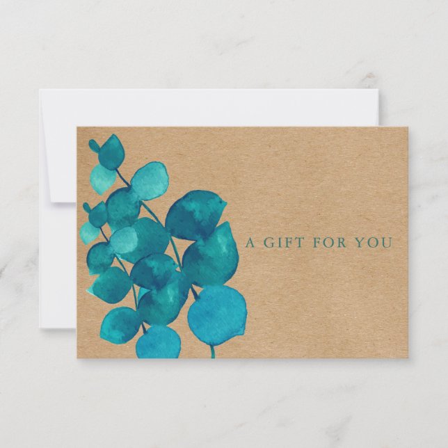 Carte Certificat Cadeau Élégant Rustique Feuilles d'Euca (Devant)