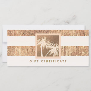 Carte Certificat cadeau en cuivre et en crème Tropical P