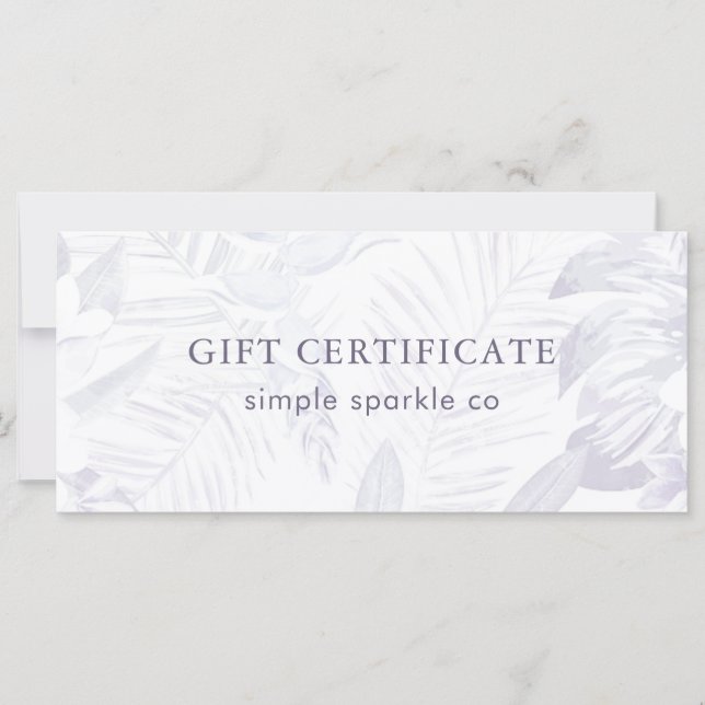 Carte Certificat cadeau en feuille de palme de plum déli (Devant)