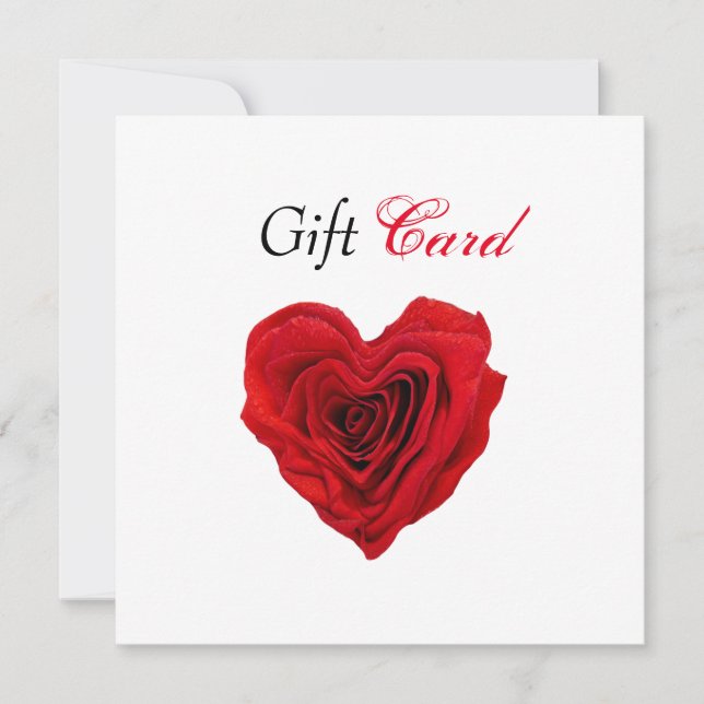 Carte Certificat cadeau en forme de coeur Rose rouge Val (Devant)