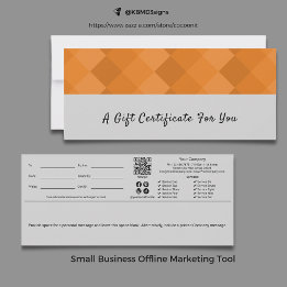 Carte Certificat cadeau en Gris Noir Orange