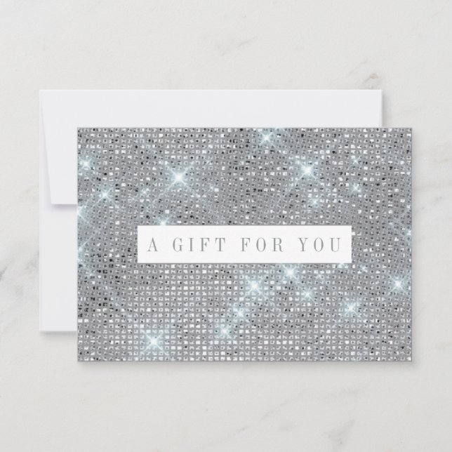 Carte Certificat cadeau en marbre argent Shimmer (Devant)