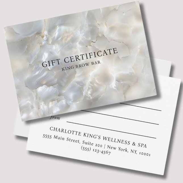 CARTE CERTIFICAT CADEAU EN MARBRE EN ARGENT BLANC (MARBEL WHITE-SILVER SALON GIFT CERTIFICATE)