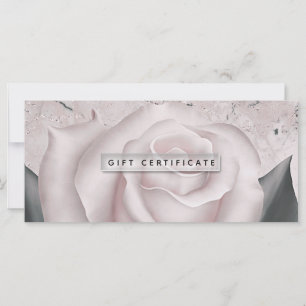 Carte Certificat Cadeau en Marbre Moderne Rose Blanche T