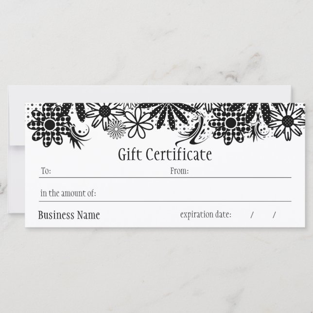 Carte Certificat cadeau en pointillé noir et blanc (Devant)
