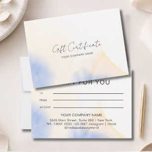 Carte Certificat-cadeau encre aquarelle