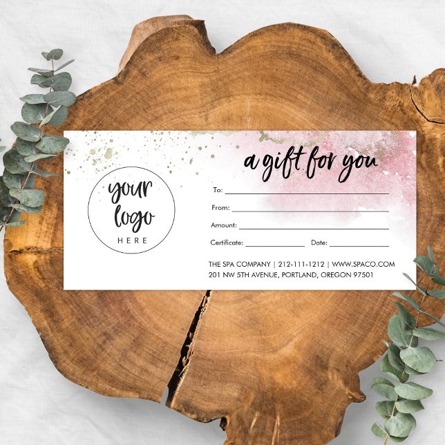 Carte Certificat-cadeau entreprise en or rose avec logo (Créateur téléchargé)