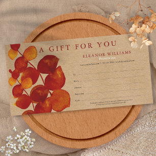 Carte Certificat cadeau Eucalyptus Rustic Kraft