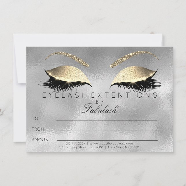 Carte Certificat Cadeau Extension de Cils Silver Lashes (Devant)