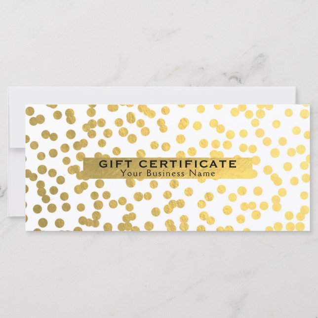 Carte Certificat cadeau Faux Foil Blanc & Or (Devant)