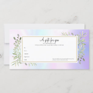 Carte Certificat cadeau Feuille Holographique Spring