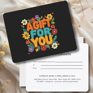 Carte Certificat Cadeau Fleurie Rétro Noir