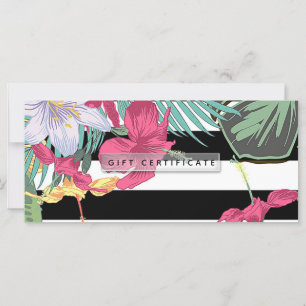 Carte Certificat Cadeau Fleurs Florales Tropicales