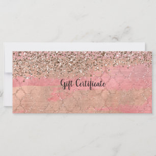 Carte Certificat Cadeau Glamour Marocain Pailleté Rose