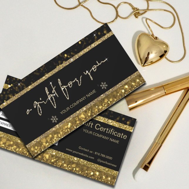 Carte Certificat cadeau Gold Faux Parties scintillant (#zazzlemade #giftcard #glittergold #certificate)