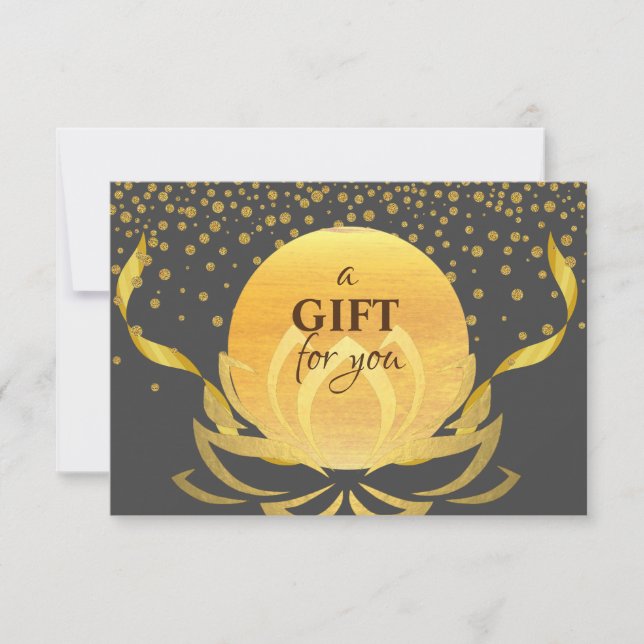 Carte Certificat cadeau Gold Lotus Flower Yoga Healing (Devant)