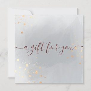 Carte Certificat cadeau Gold Splatter Grey Aquarelle