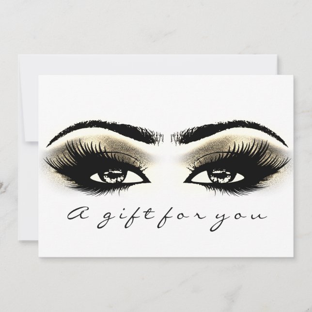 Carte Certificat cadeau Gold White Lash Eyes maquillage (Devant)